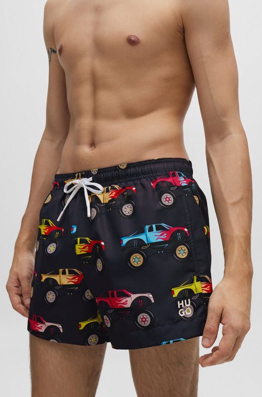 Traje de baño con estampado de auto 5" secado rápido