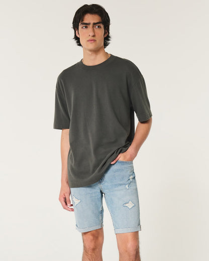Bermuda demin 9" con rasgado y lavado medio
