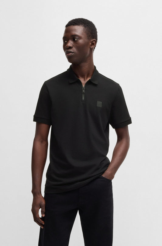 Chemise ajustada unicolor con cremallera y logo