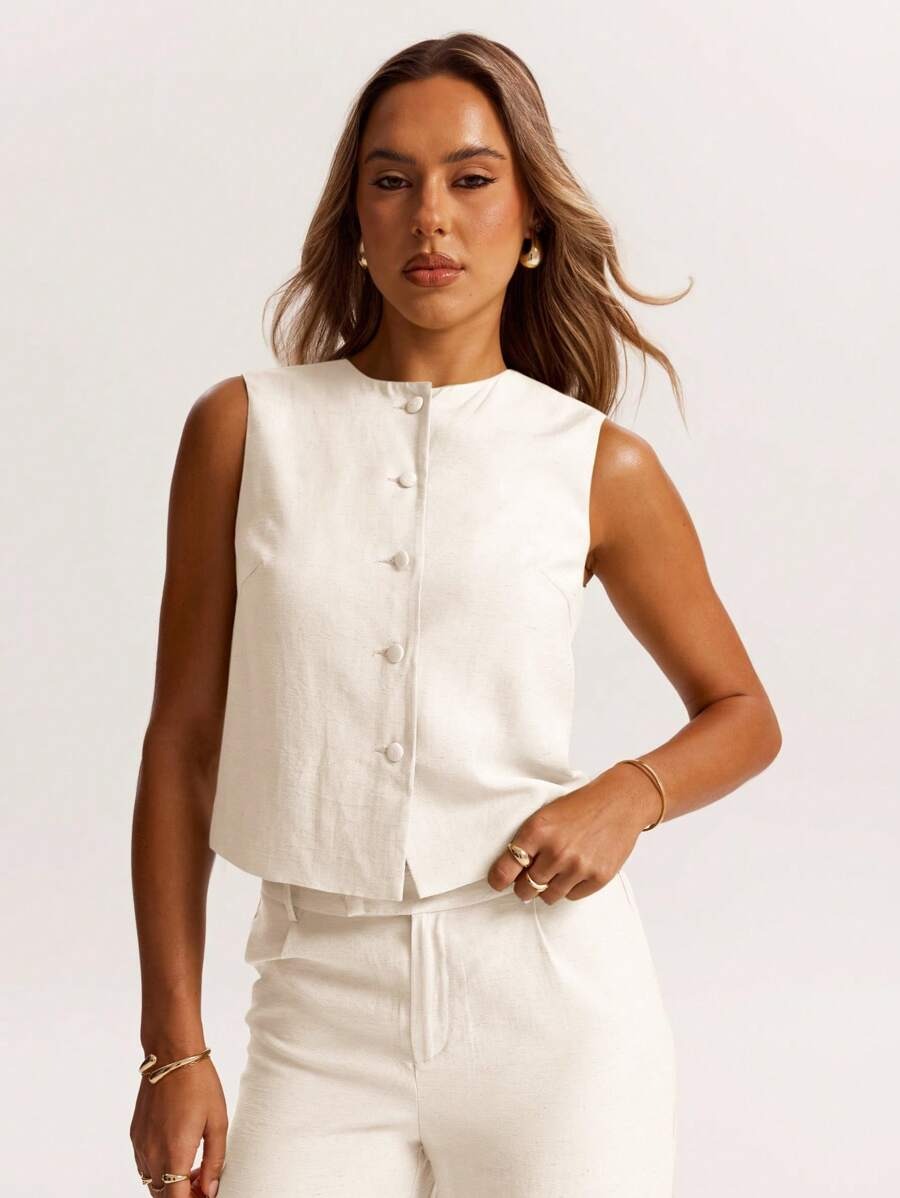 Blusa de lino sin mangas