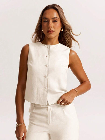 Blusa de lino sin mangas