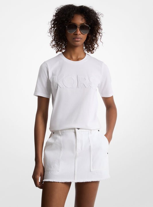 Franela cuello redondo con lentejuelas central