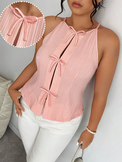 Camiseta sin tirantes de moda con lazo