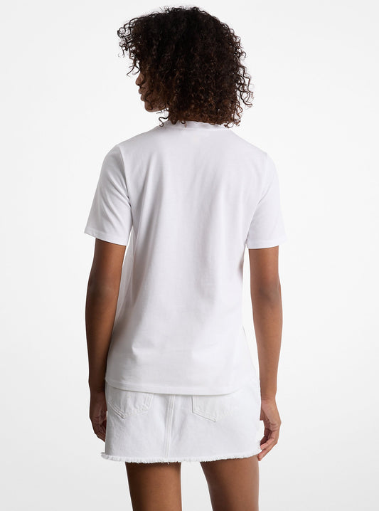 Franela cuello redondo con lentejuelas central