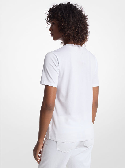 Franela cuello redondo con lentejuelas central