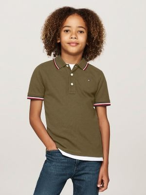 Chemise unicolor con cuello ribeteado para niño