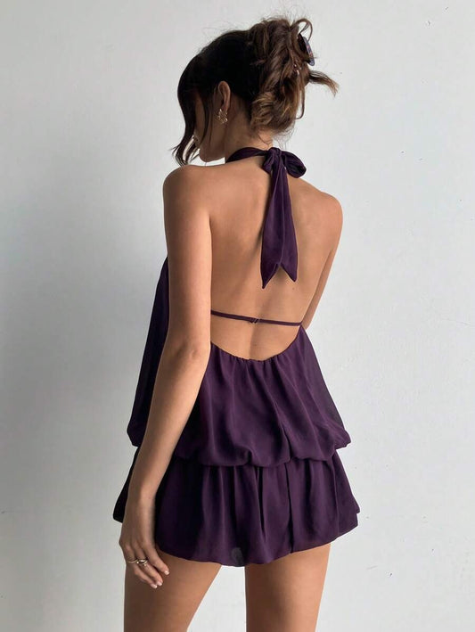 Vestido holgado sin mangas con dobladillo de volantes