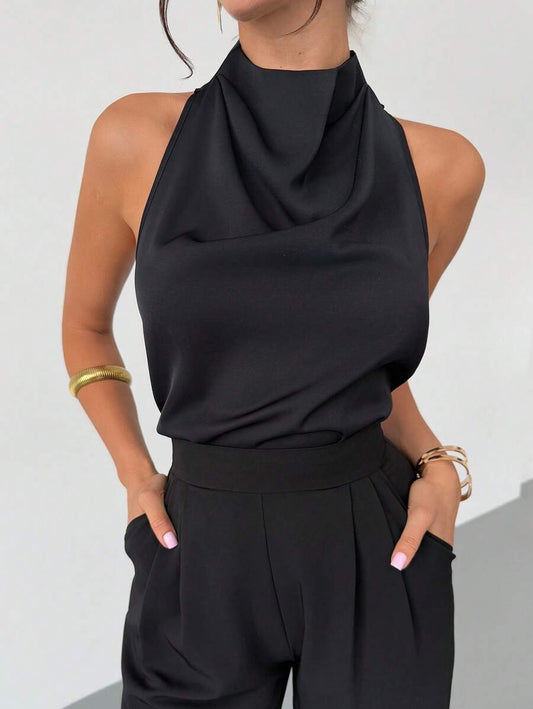 Blusa elegante espalda descubierta y amarrada con lazo