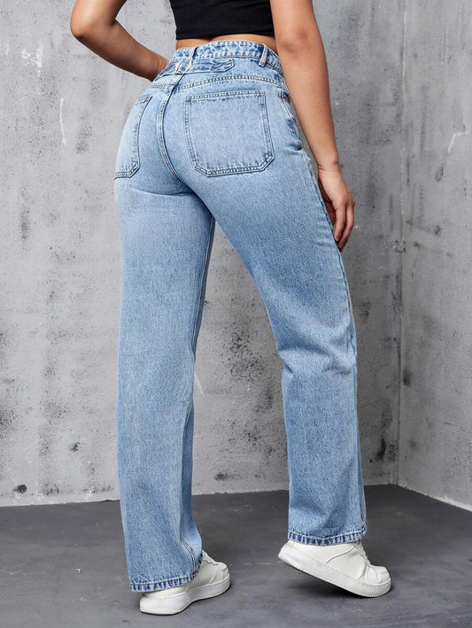 Jeans de pierna recta talle alto