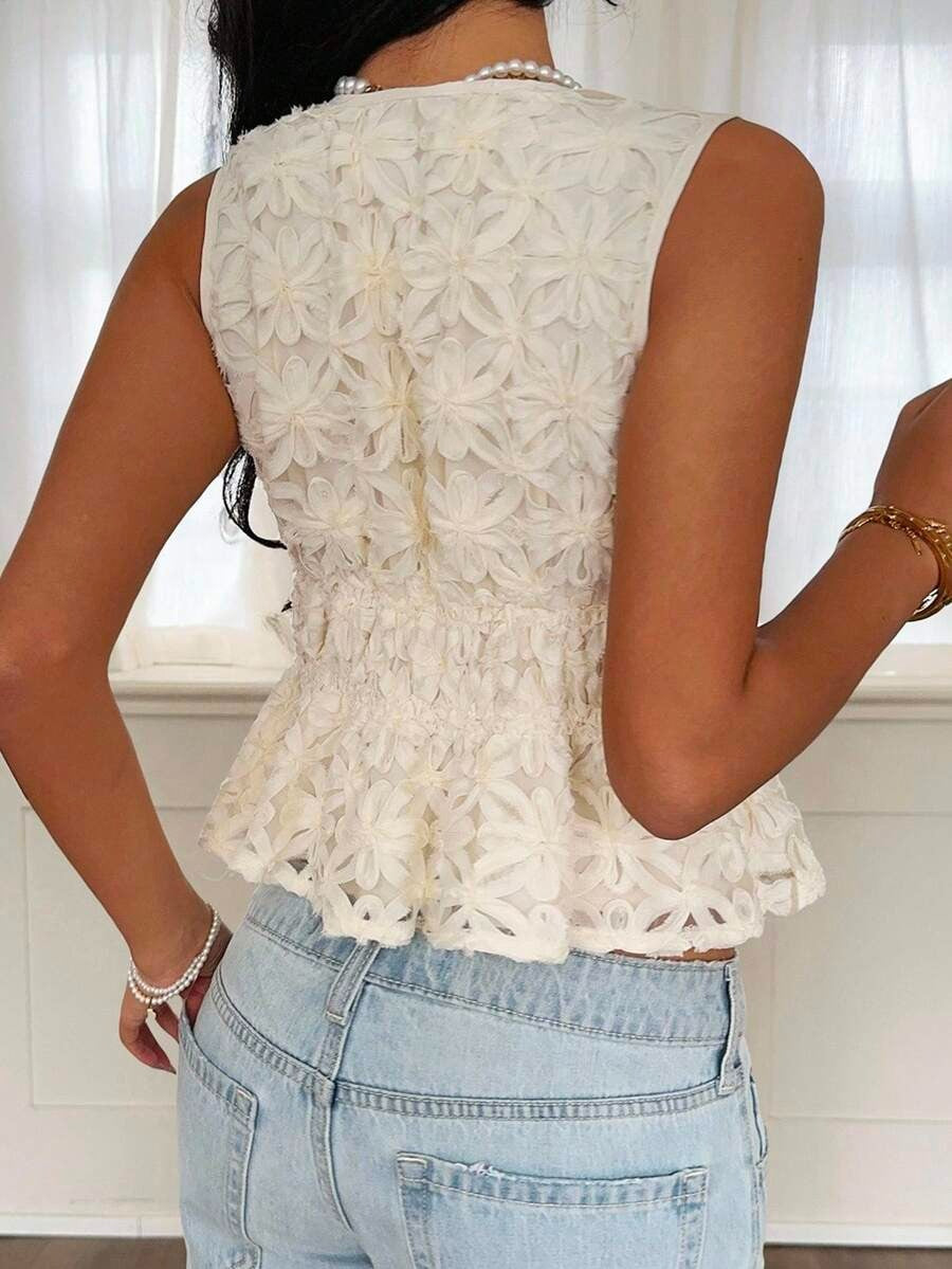 Blusa bordada cuello en V