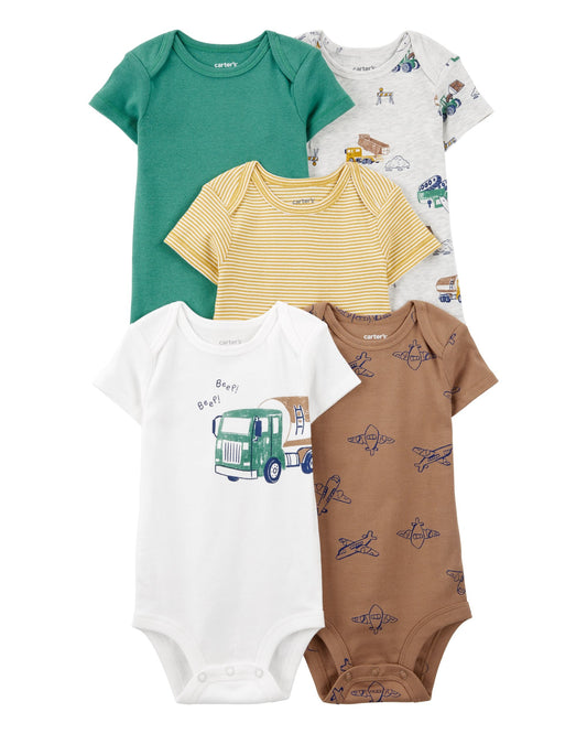 5 Pack Bodys estampado construccion para niño