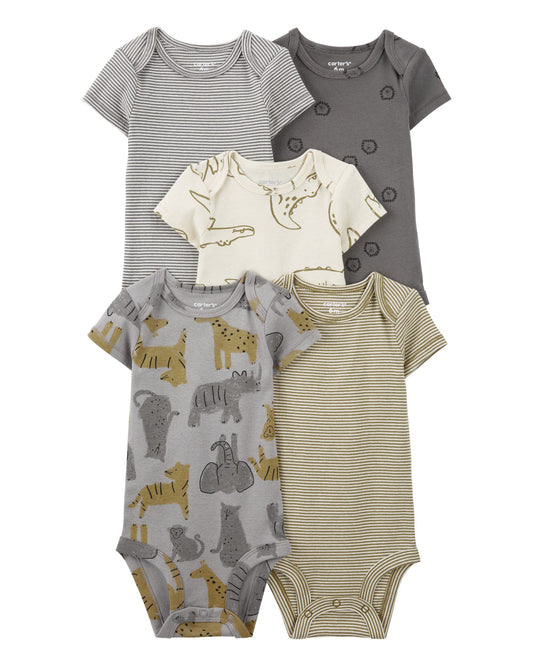 5 Pack Bodys estampado animales para niños