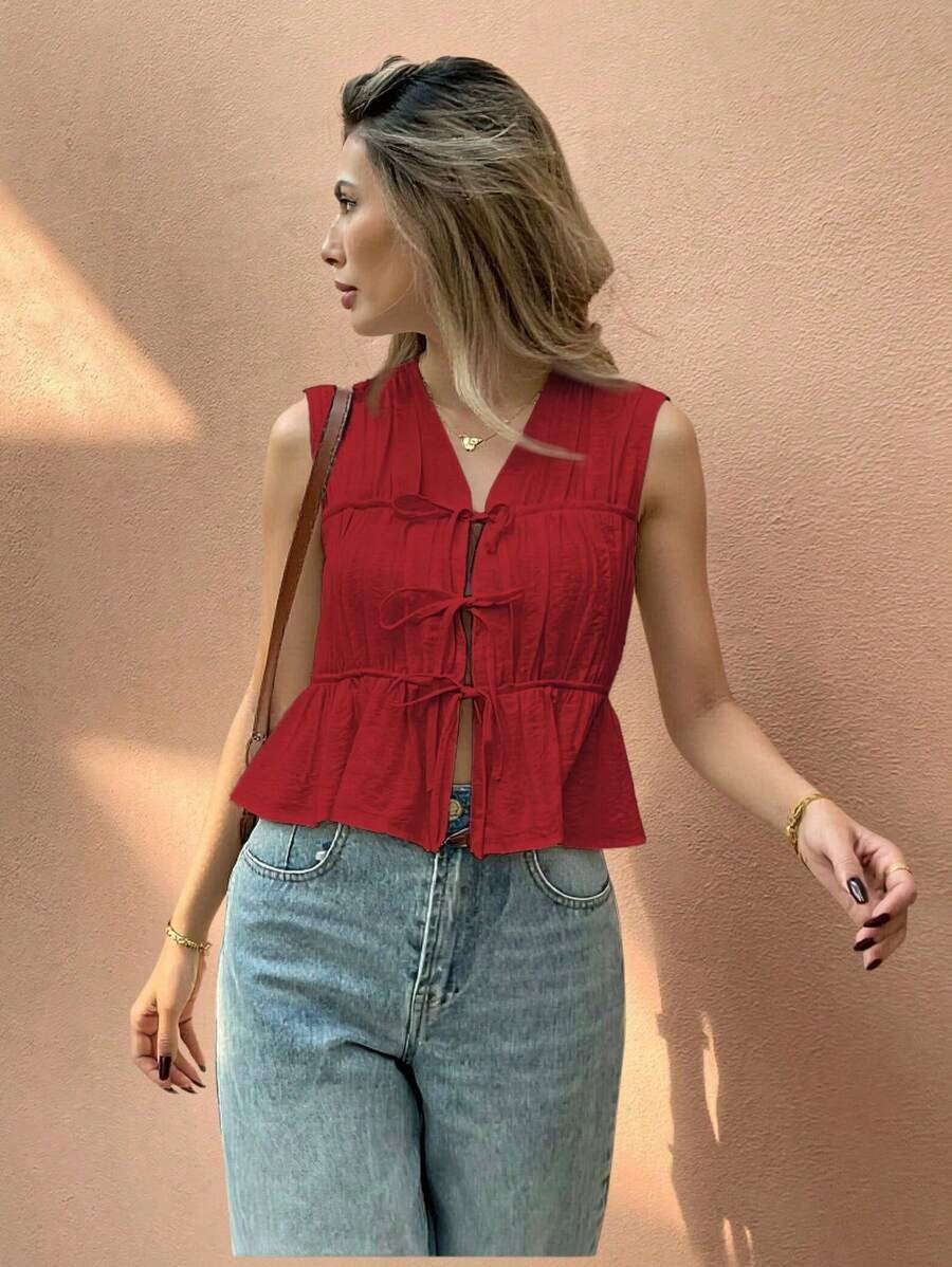 Blusa sin mangas con 3 lazos