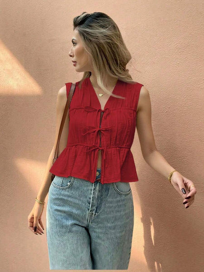 Blusa sin mangas con 3 lazos