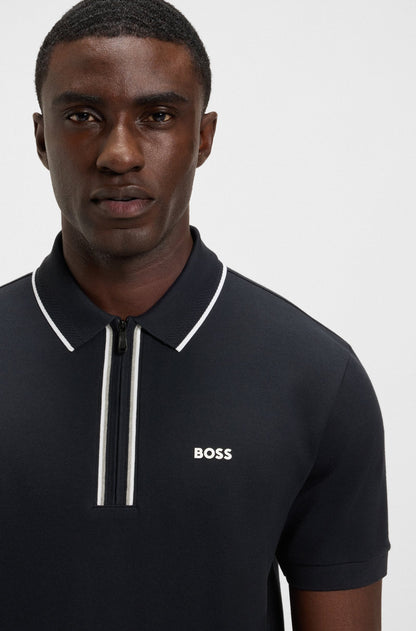 Chemise de algodón con cremallera y bordado