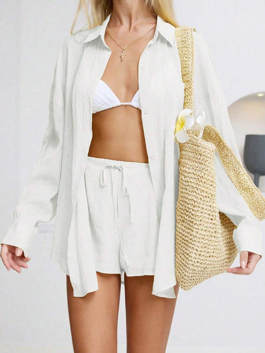 Conjunto de lino manga larga y short