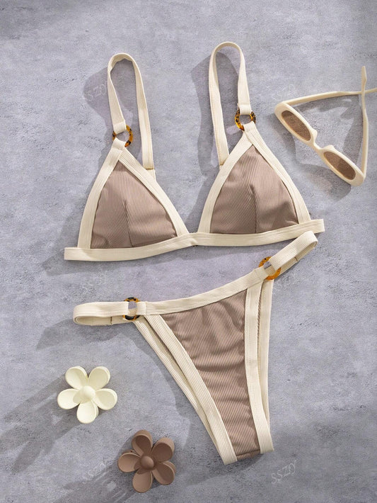 Traje de baño 2 piezas con aros de carey
