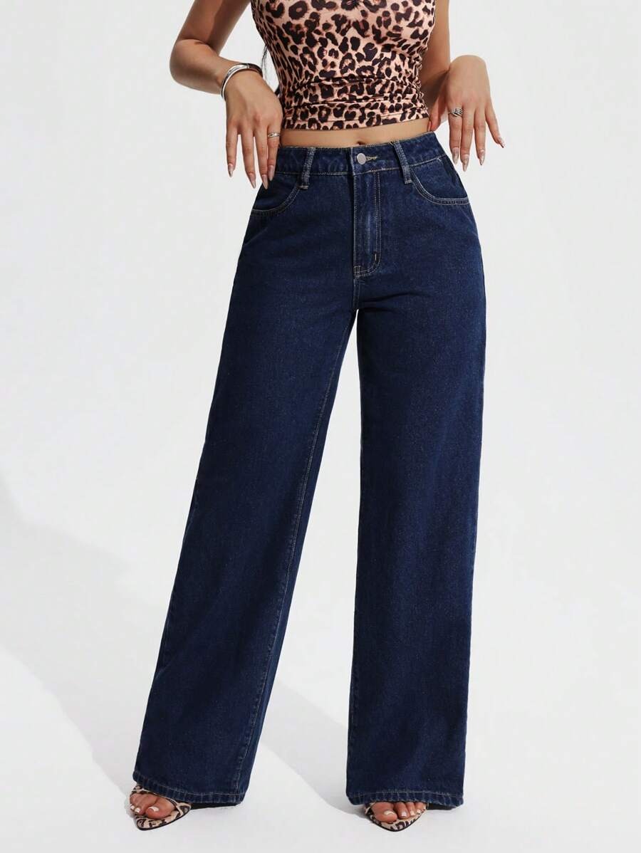 Jeans de mezclilla rectos PETITE