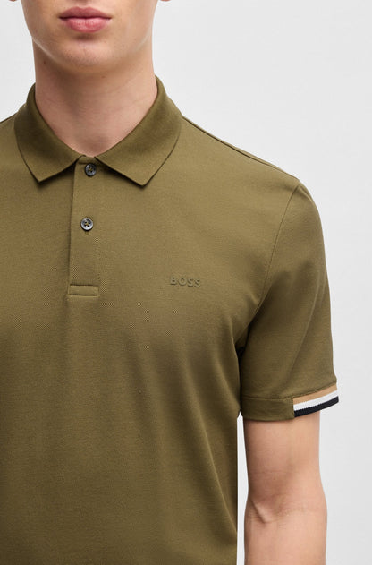 Chemise regular con logo estampado y mangas ribeteadas