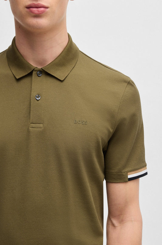 Chemise regular con logo estampado y mangas ribeteadas