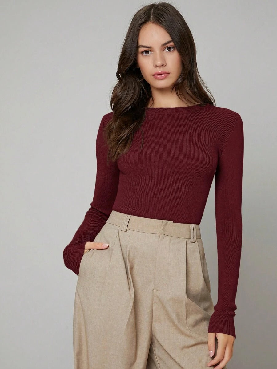 Sueter de cuello barco y manga larga