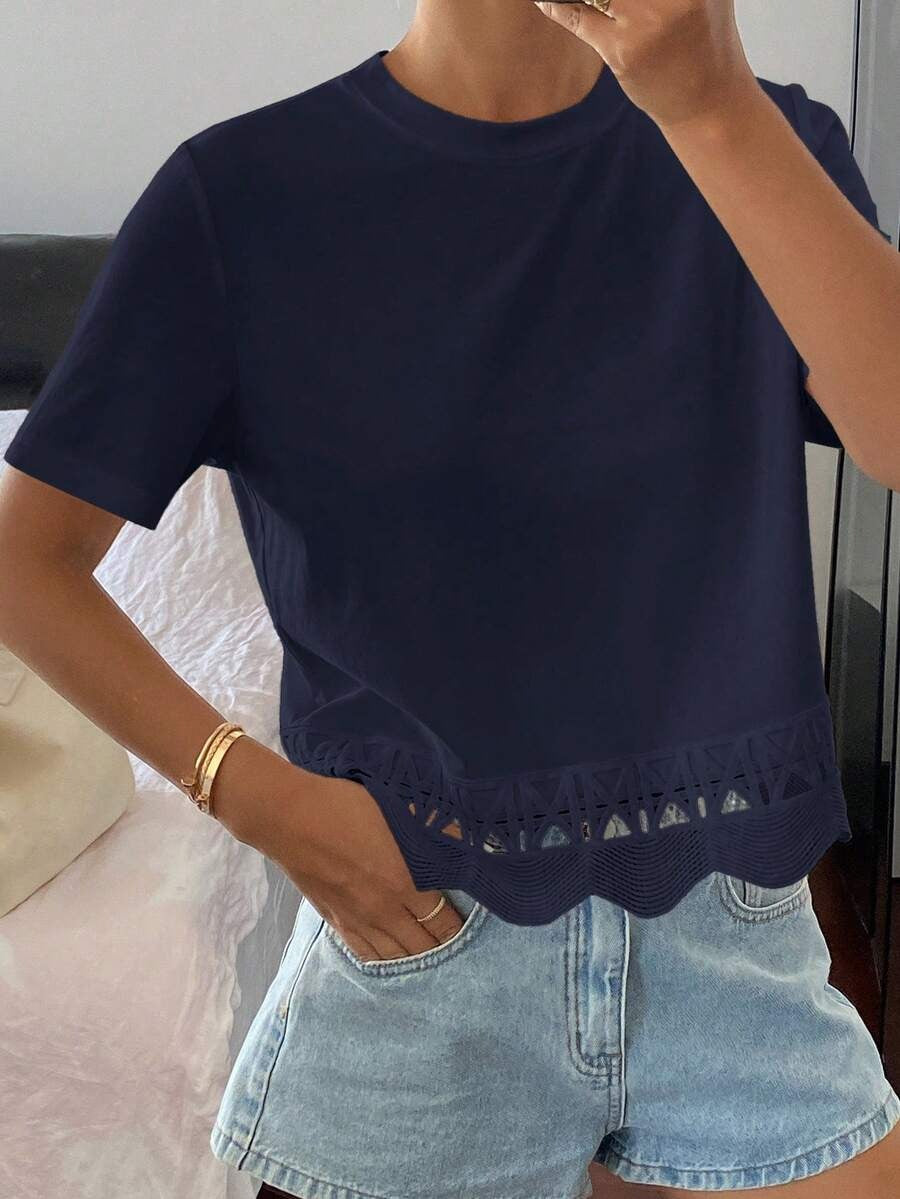 Blusa con aplicación de encaje