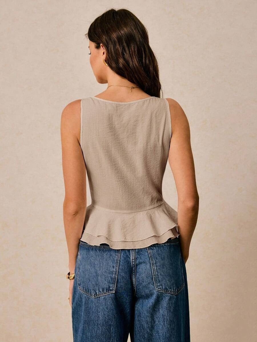 Blusa sin mangas de cuello en V