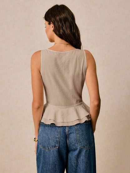 Blusa sin mangas de cuello en V