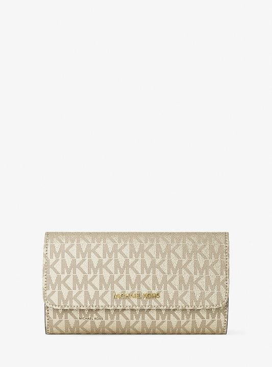 Cartera tipo monedero de tres pliegues con logo estampado