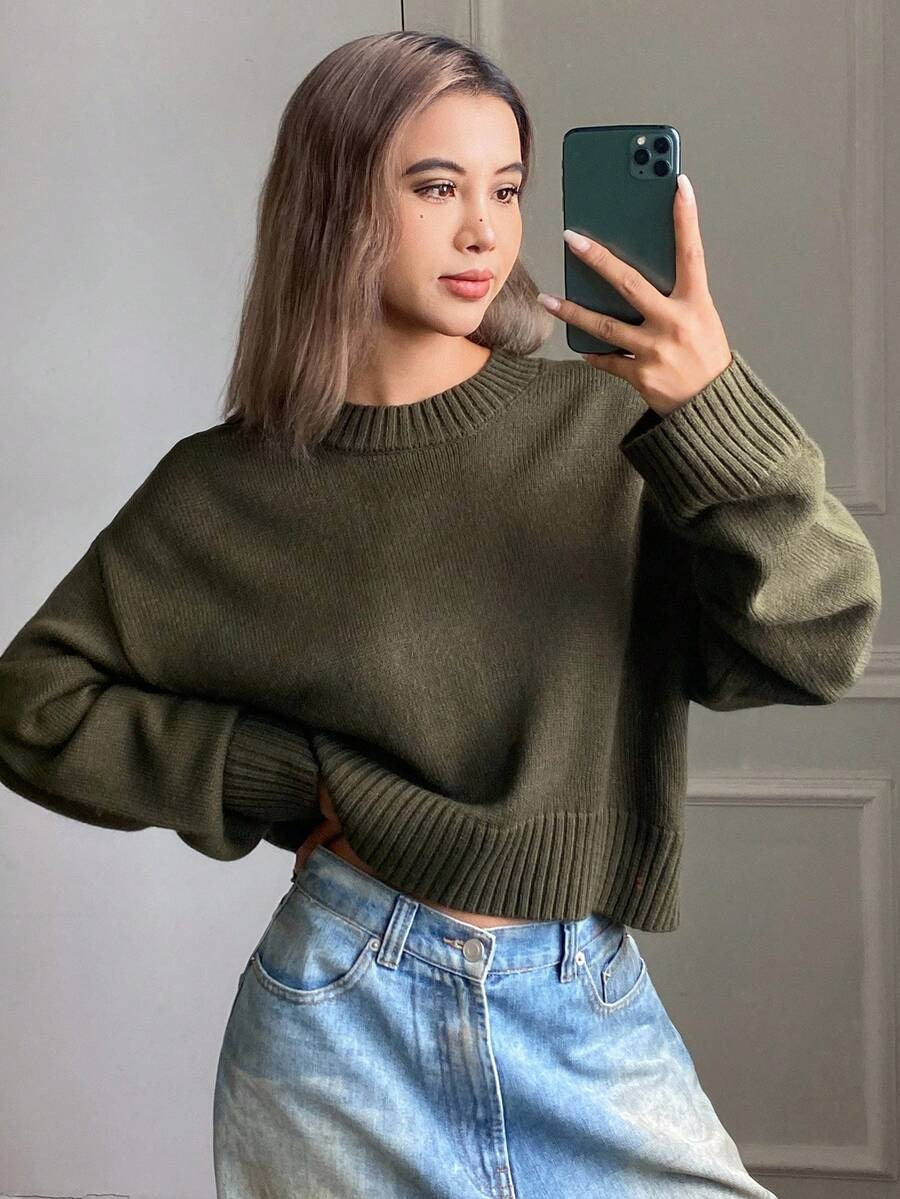 Suéter de cuello redondo, de manga larga