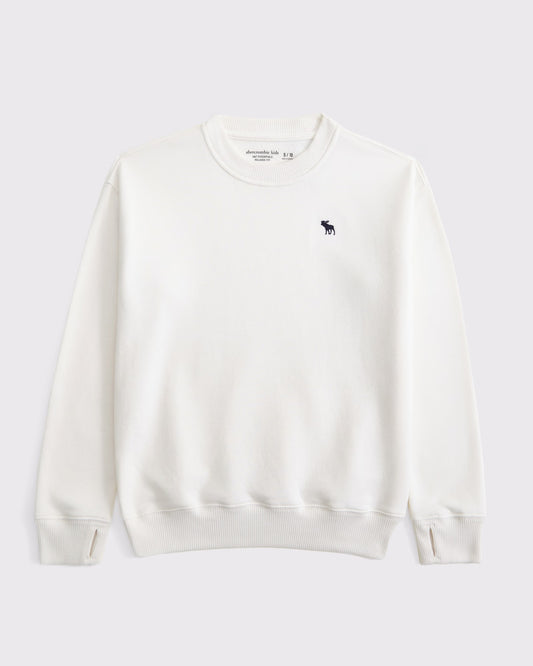 Sudadera cuello redondo unicolor con logo para niño