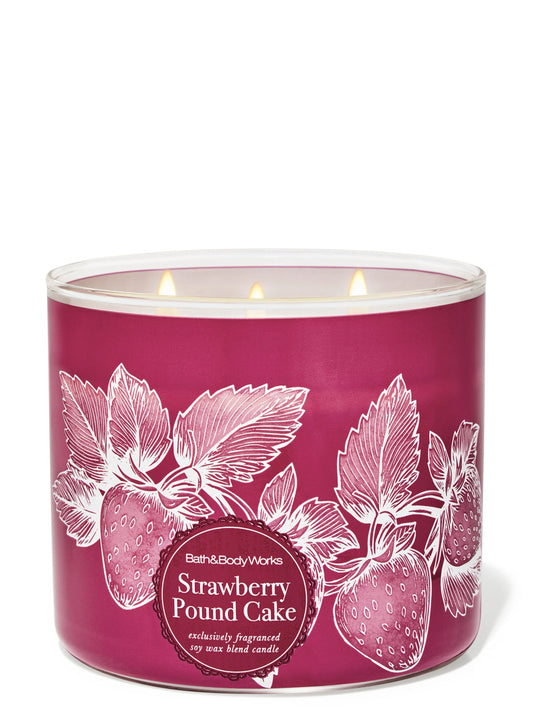 Vela 3 mechas Strawberry Pound Cake