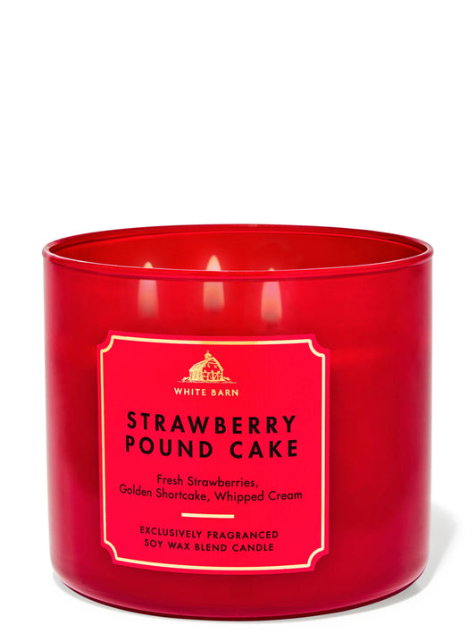 Vela 3 mechas Strawberry Pound Cake