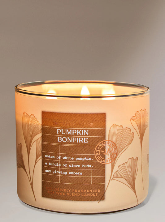 Vela 3 mechas Pumpkin Bonfire