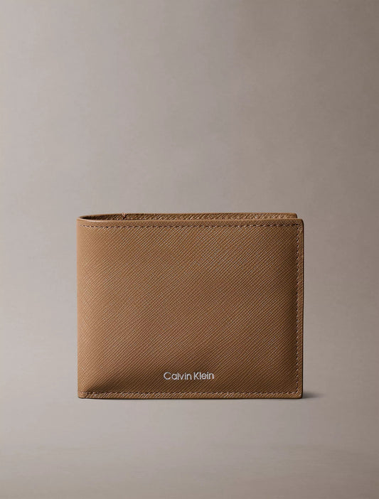 Cartera de caballero doble de piel saffiano