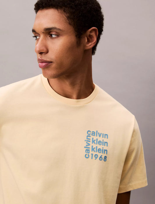 Franela holgada cuello redondo con logo estampado