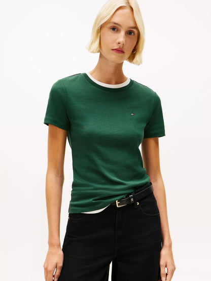 Franela cuello redondo unicolor con logo