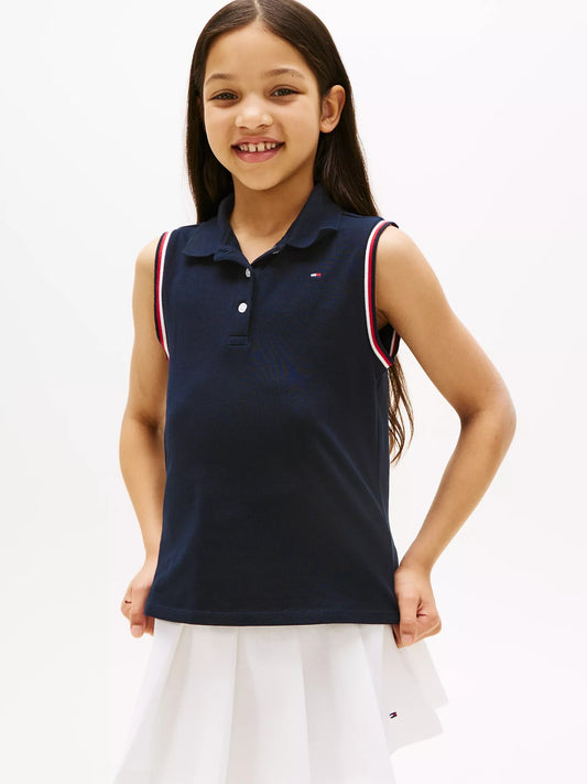 Chemise sin mangas y ribeteado para niña