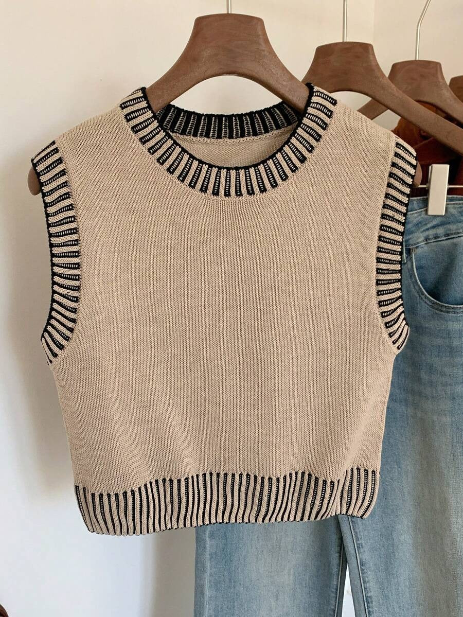 Chaleco de punto con ribete