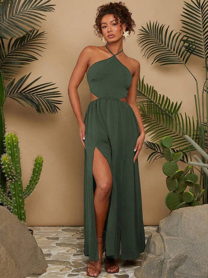 Vestido largo cuello ajustable