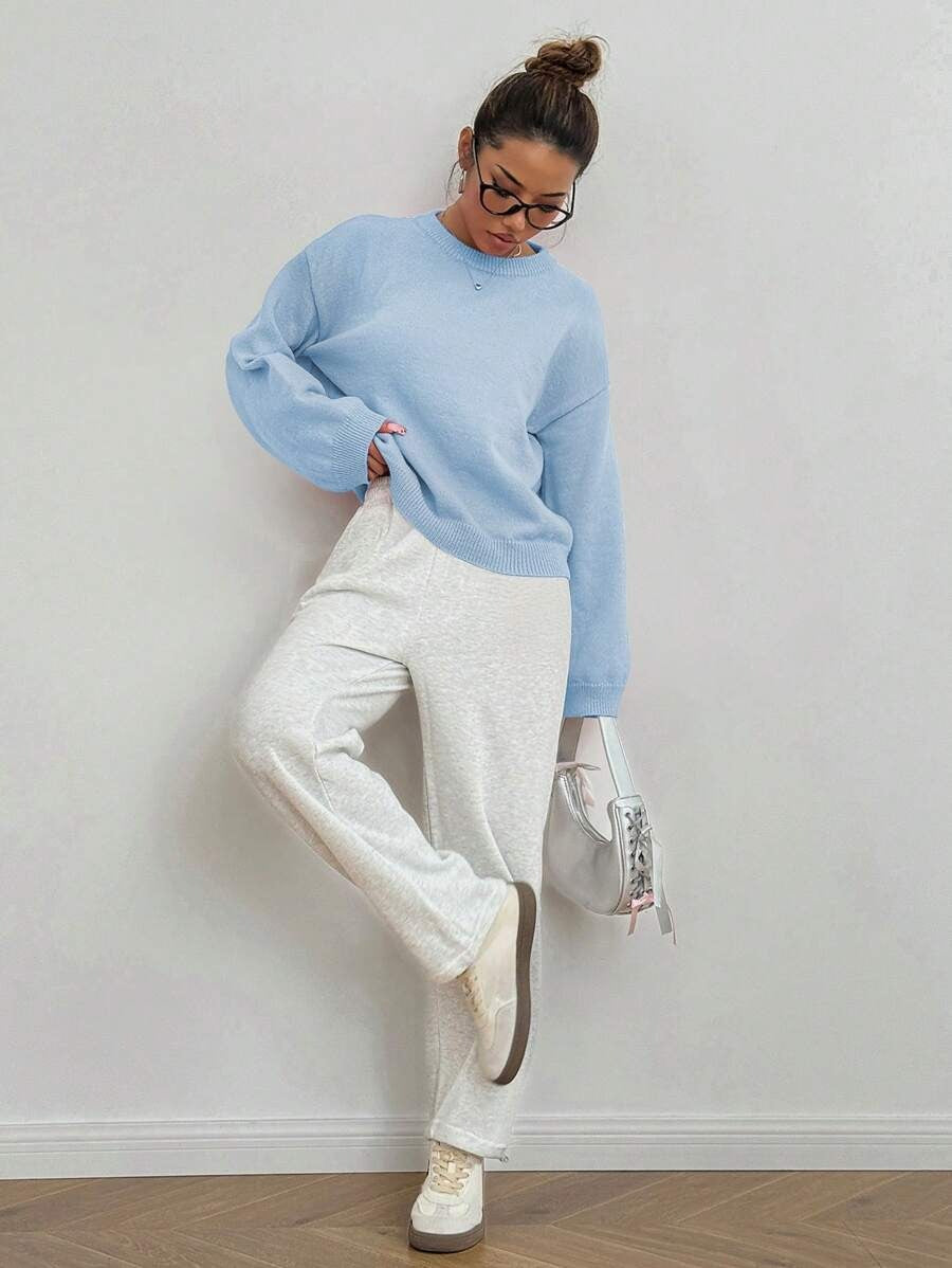 Suéter de cuello redondo, de manga larga