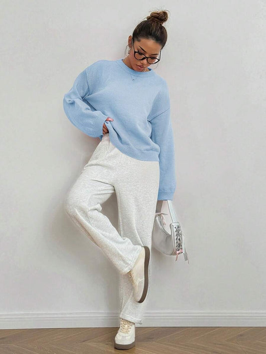 Suéter de cuello redondo, de manga larga