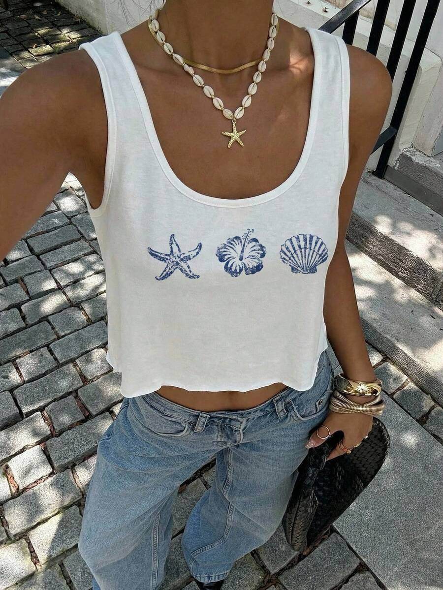 Top sin mangas estampado