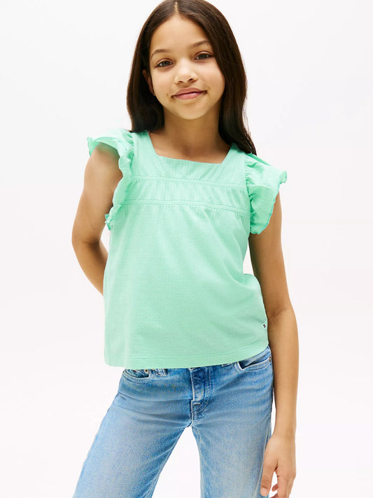 Blusa texturizada con fruncido para niña
