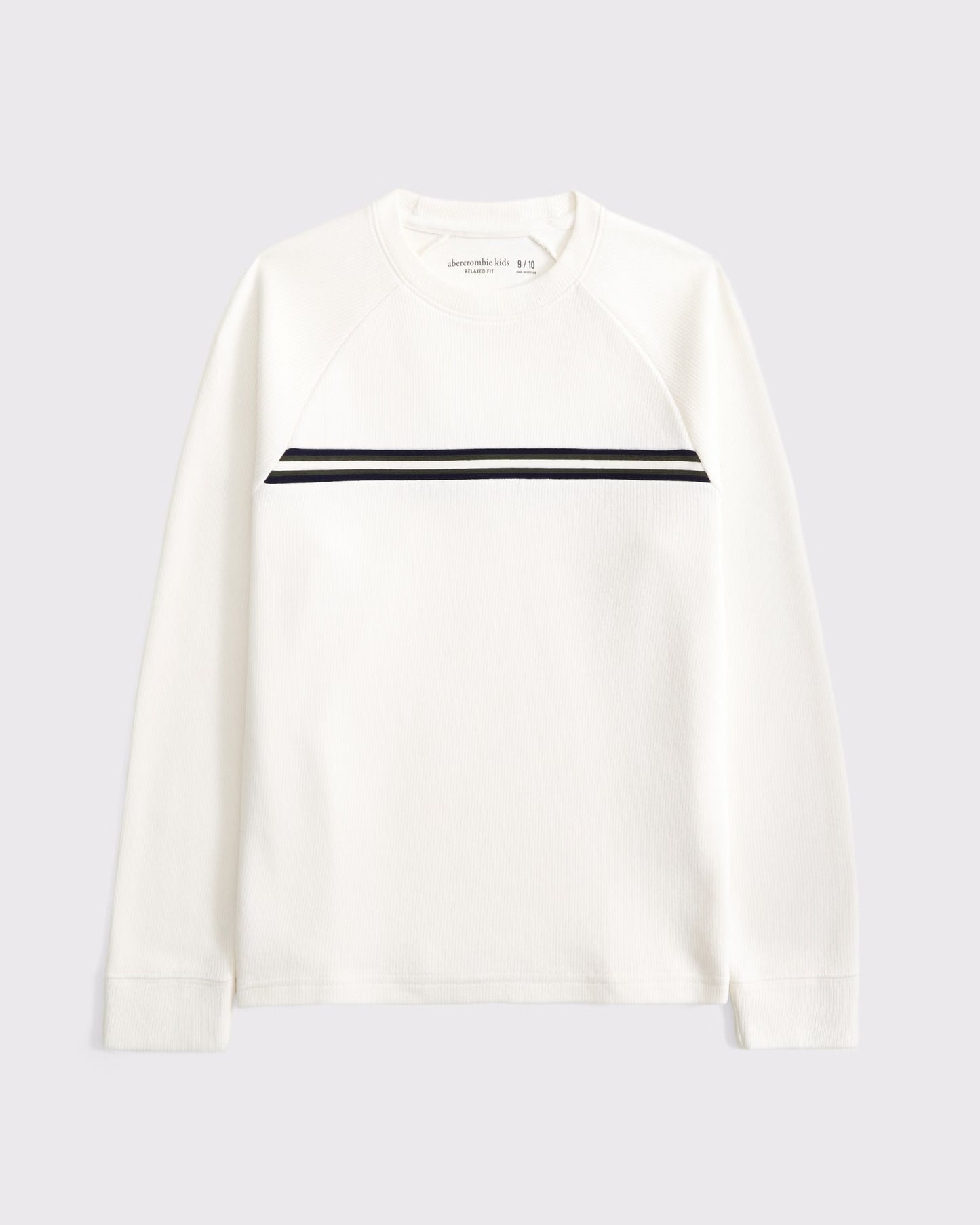 Sueter cuello redondo texturizado con franja central para niño