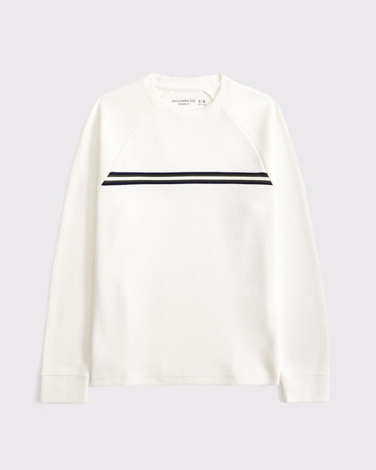 Sueter cuello redondo texturizado con franja central para niño