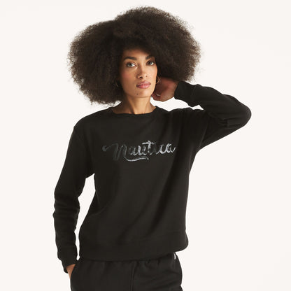 Sudadera con logo de lentejuelas central