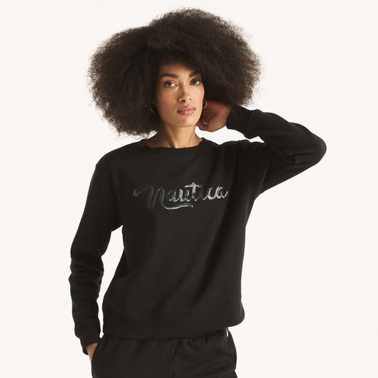 Sudadera con logo de lentejuelas central