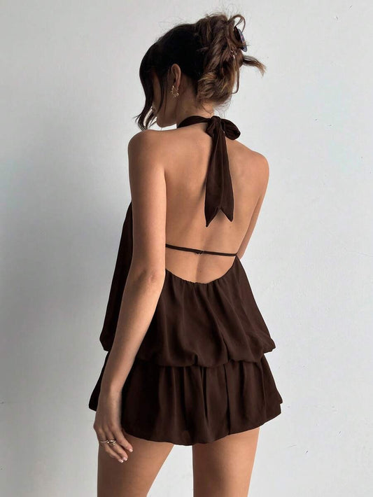 Vestido holgado sin mangas con dobladillo de volantes