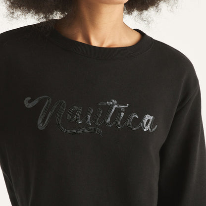 Sudadera con logo de lentejuelas central